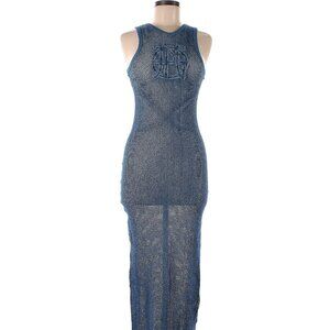 Jean Paul Gaultier Vintage Y2K JPG Mesh Maxi Dress Denim Blue Size M